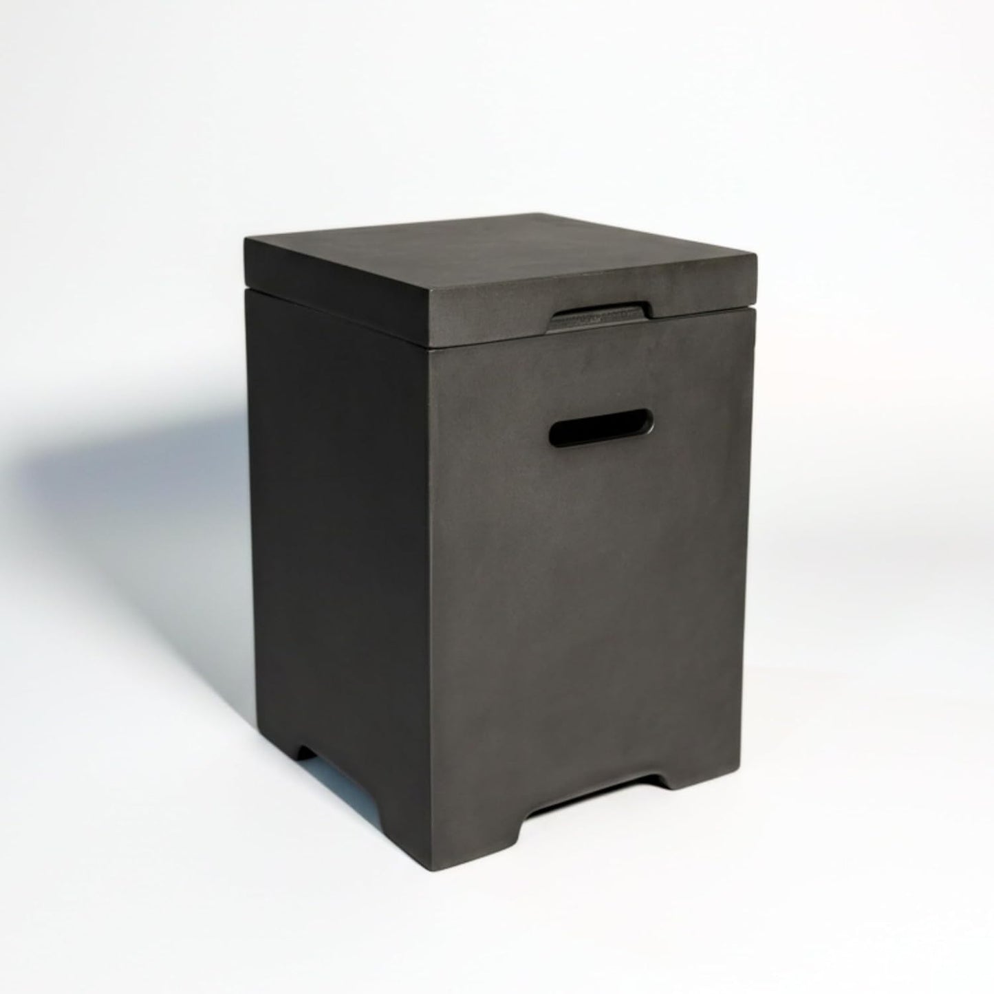 Light Concrete Propane Tank Cover Table Dark Grey Finish Outdoor Cylinder Hideaway for Gas Fire Pit And Griddle Side Table