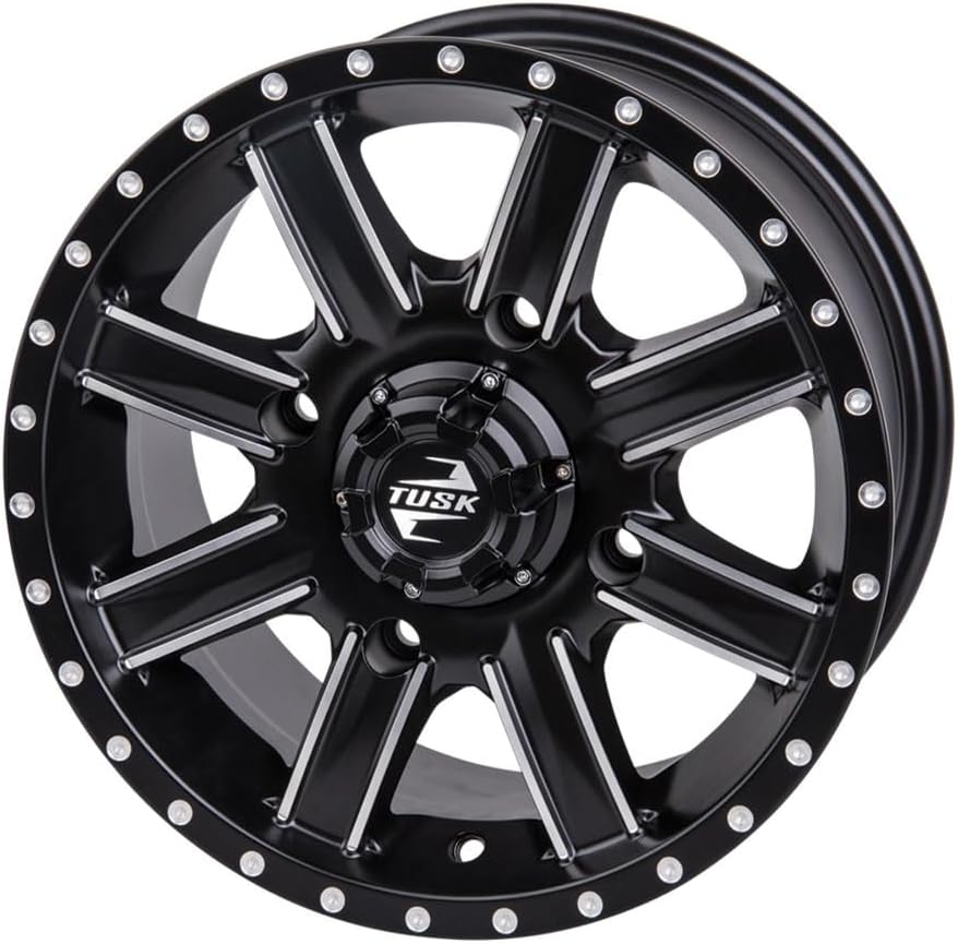 4/110 Tusk Cascade Wheel 12x7 5.0 + 2.0 Machined/Black For Honda RANCHER ES 400 4x4 2004-2006