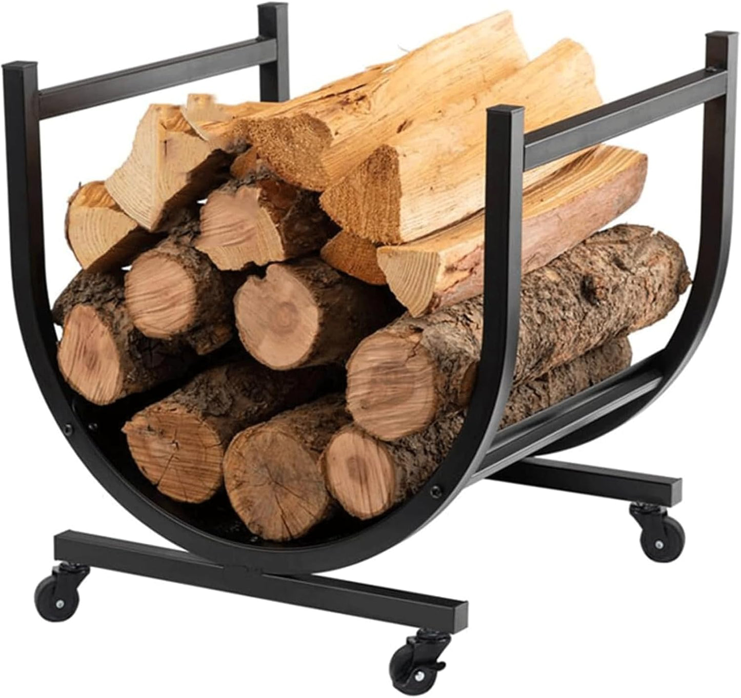Firewood Rack, Heavy Duty Iron Construction for Indoor and Outdoor Fireplace Wood Storage, Fireplace Log Storage Rack