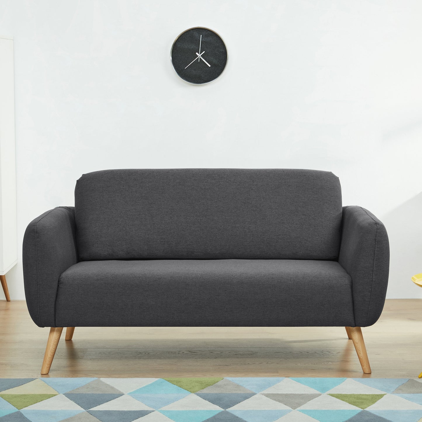 A&D Home Linda Polyester Round Arm Loveseat Sofa, Light Gray