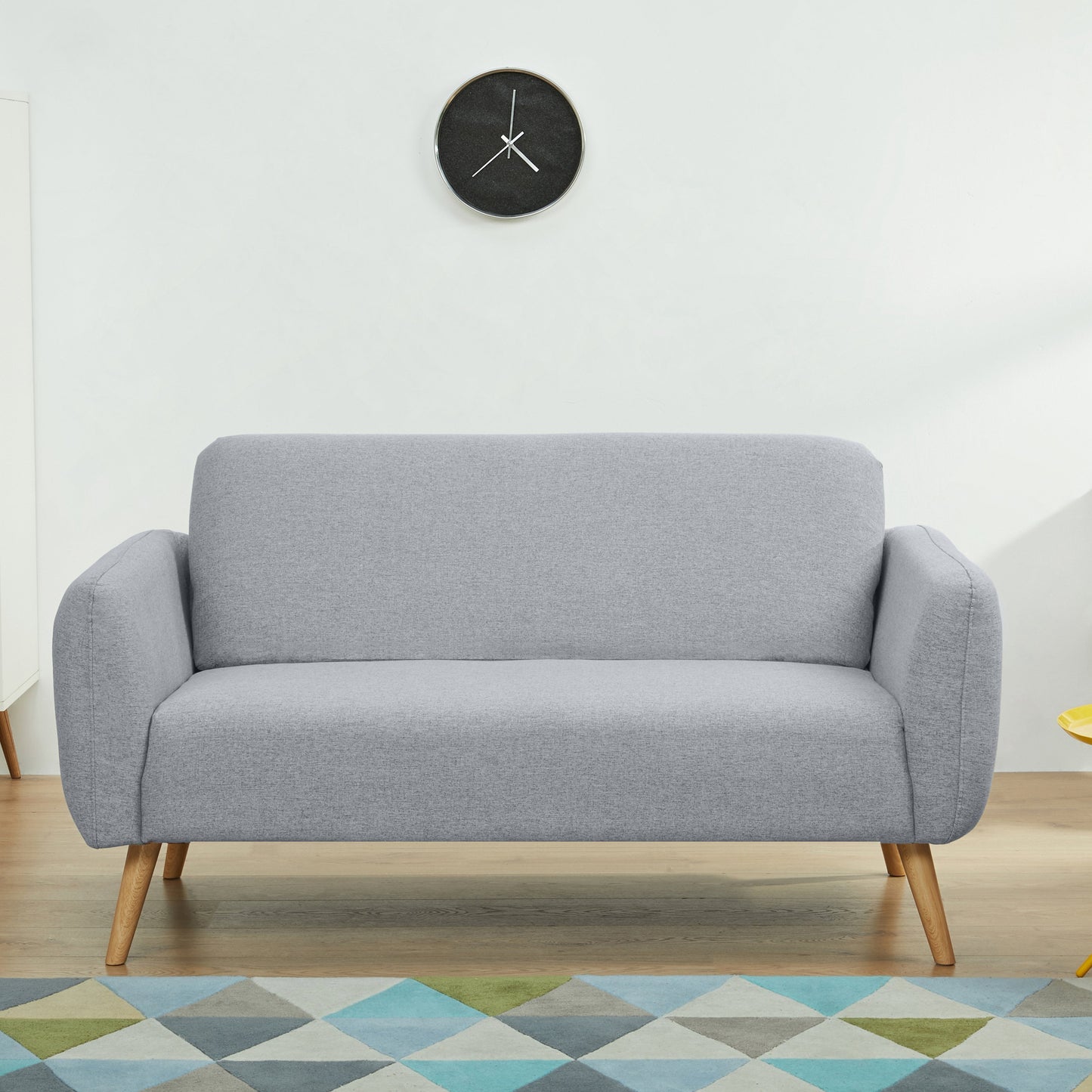 A&D Home Linda Polyester Round Arm Loveseat Sofa, Light Gray