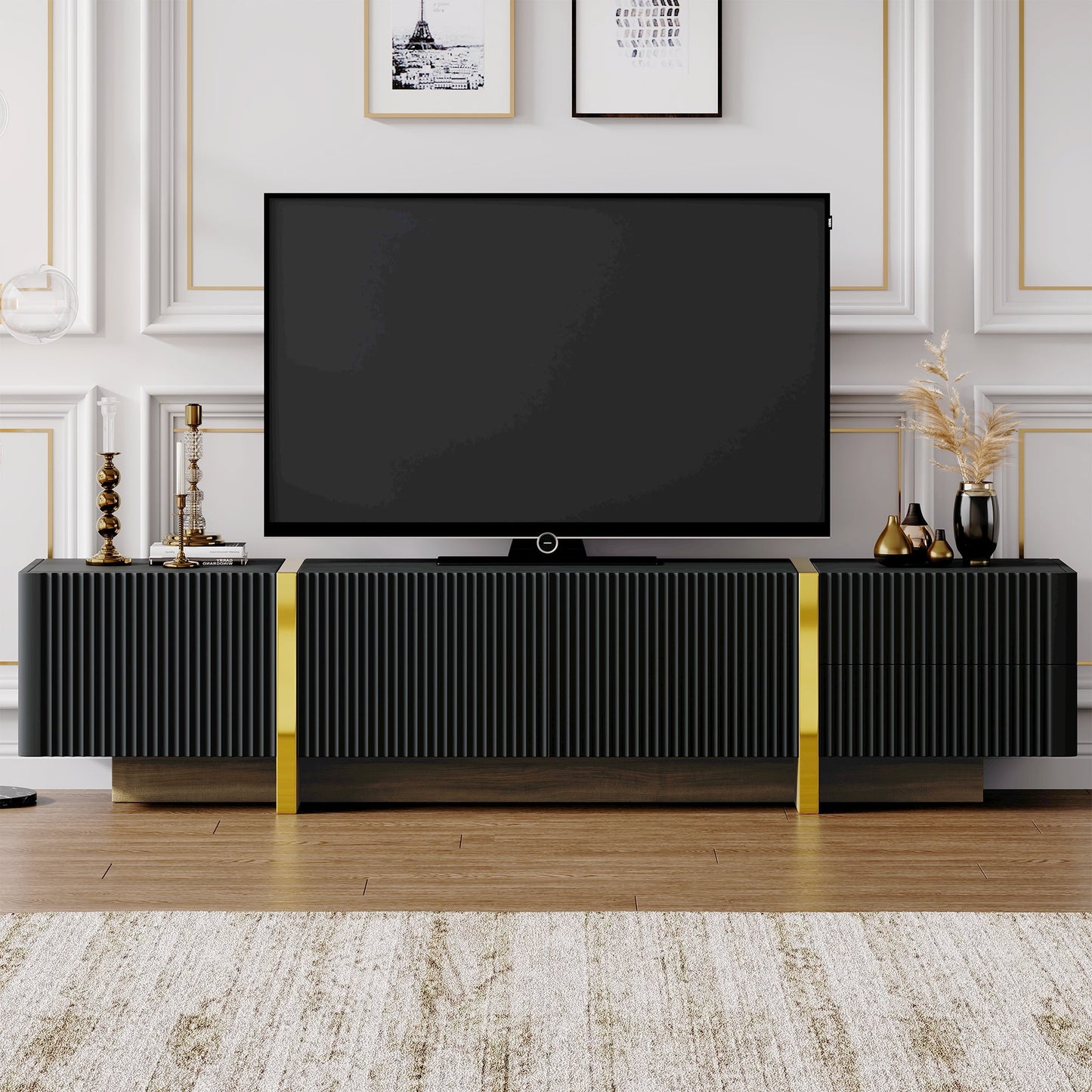 Aukfa TV Stand for TVs Up to 80", Media Console for Living Room,Black