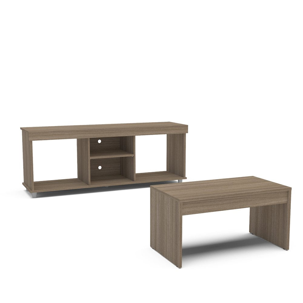 Polifurniture 2 Piece Modern Wood Living Room Set with TV Stand and Coffee Table, White
