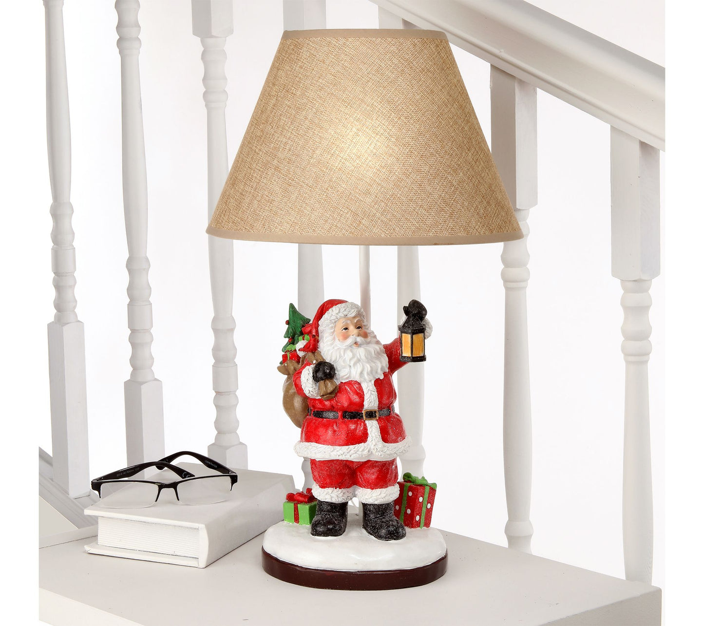 19" Cheerful Santa Lamp by Valerie