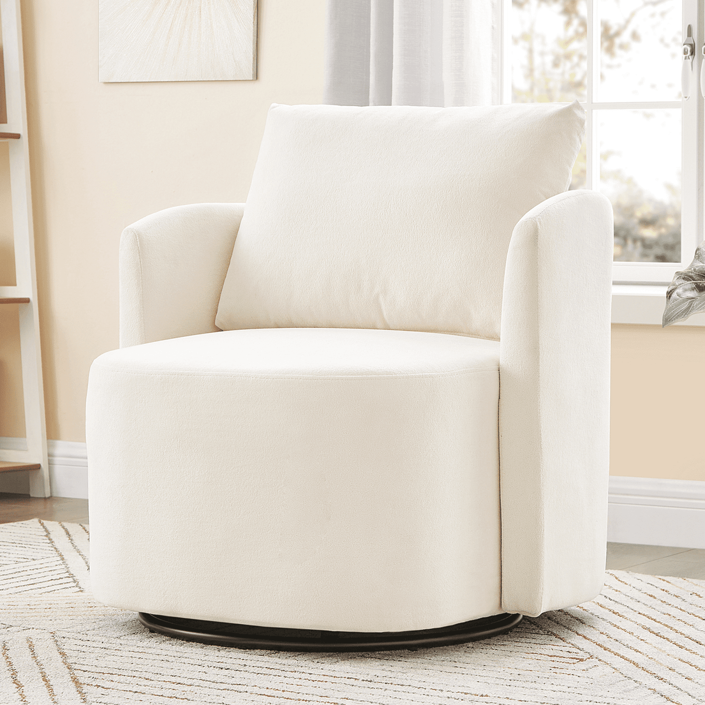 29.9" Swivel Barrel Chair, 360° Upholstered Swivel Chair with Curved Design for Living Room, Bedroom, Office and Hotel, Gray