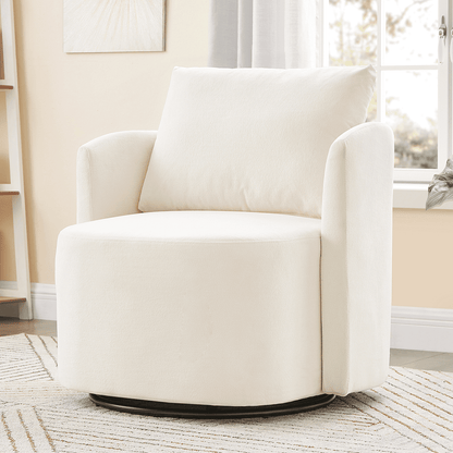 29.9" Swivel Barrel Chair, 360° Upholstered Swivel Chair with Curved Design for Living Room, Bedroom, Office and Hotel, Gray
