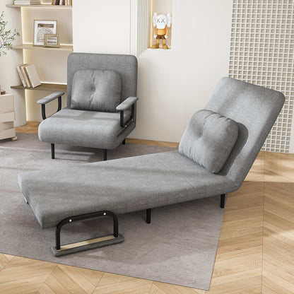 3-in-1 Folding Sofa Bed,5-Position Adjustable Backrest Convertible Chair with Pillow,Sleeper Sofa Bed for Living Room, Bedroom,White