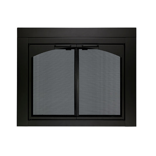 allen + roth Preston Black 30-in to 37-in W x 22-1/2-in to 29-1/2-in H (Small) Cabinet-style Fireplace Doors with Tempered Smoke Glass