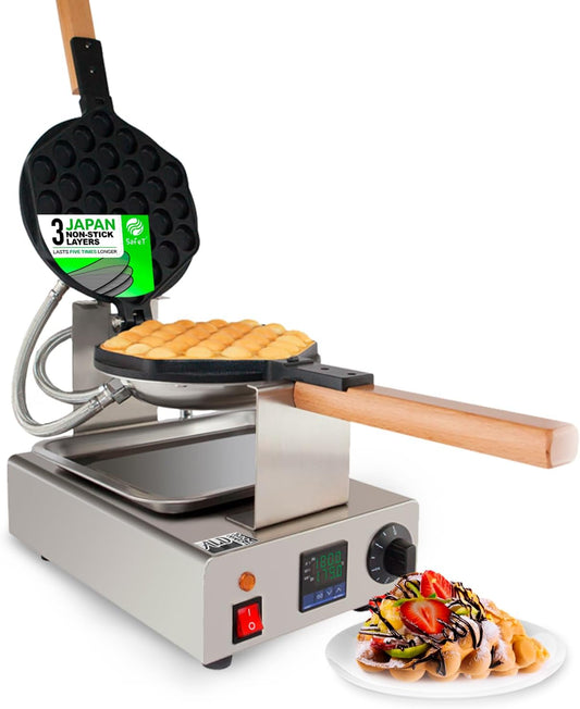 ALDKitchen Bubble Waffle Maker Machine | Egg Waffle Iron | Stainless Steel | 110V (Digital)