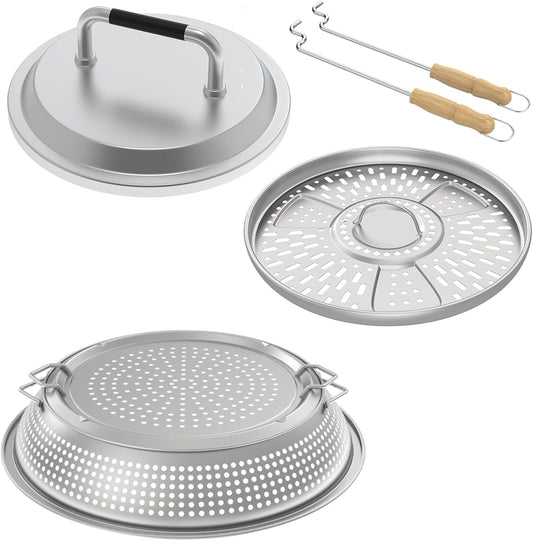 Fire Pit Lid & Pellet Adapter & Spark Protector Screen for Solo Stove Ranger 15" Accessories Stainless Steel