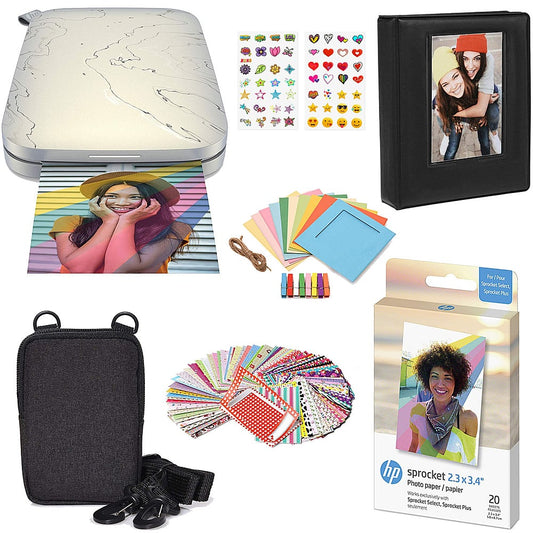 HP - Sprocket Select Portable Instant Photo Printer compatible with 2.3"x3.4" Zink Photo Paper - Gift Bundle