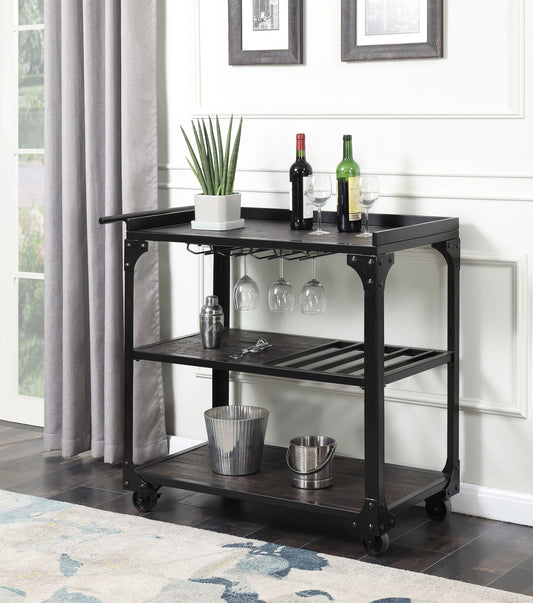 Runesay Black Steel Base with Steel Metal Top Rolling Kitchen Cart ( 40-in x 20-in x 36-in )