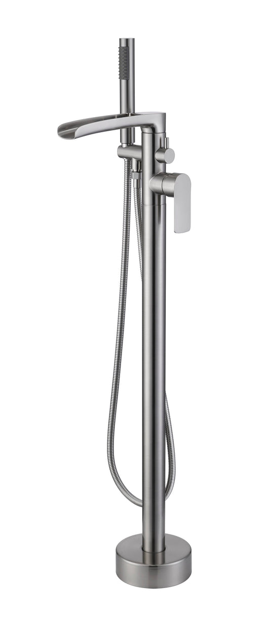 Royal Guard Brushed Nickel 1-handle Freestanding Swivel Bathtub Faucet with Hand Shower ( Valve Included )