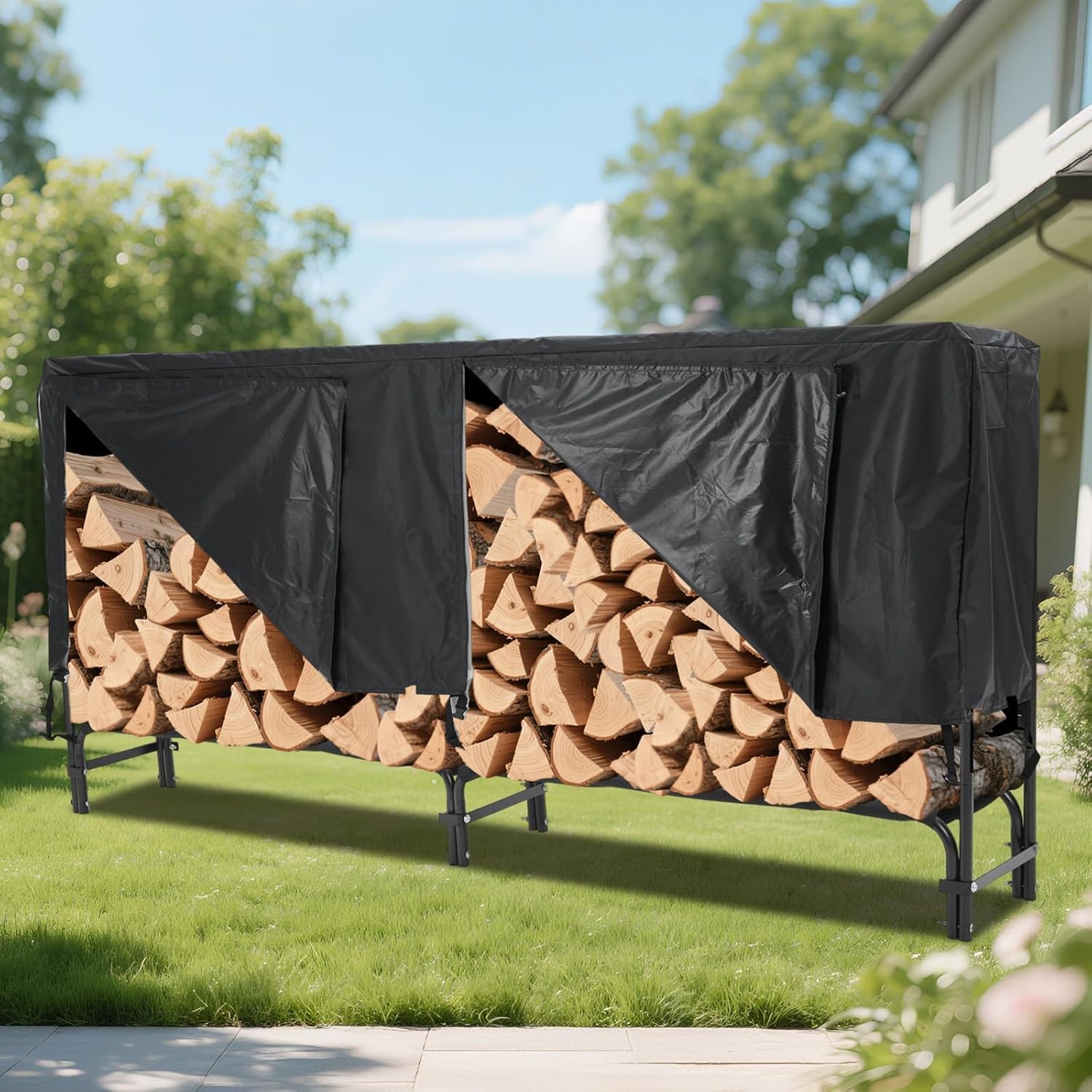 PrecisionAuto Heavy-Duty Firewood Rack Indoor\/Outdoor Steel Mesh Log Holder for Fireplace, Patio Ventilation Design, Easy Assembly