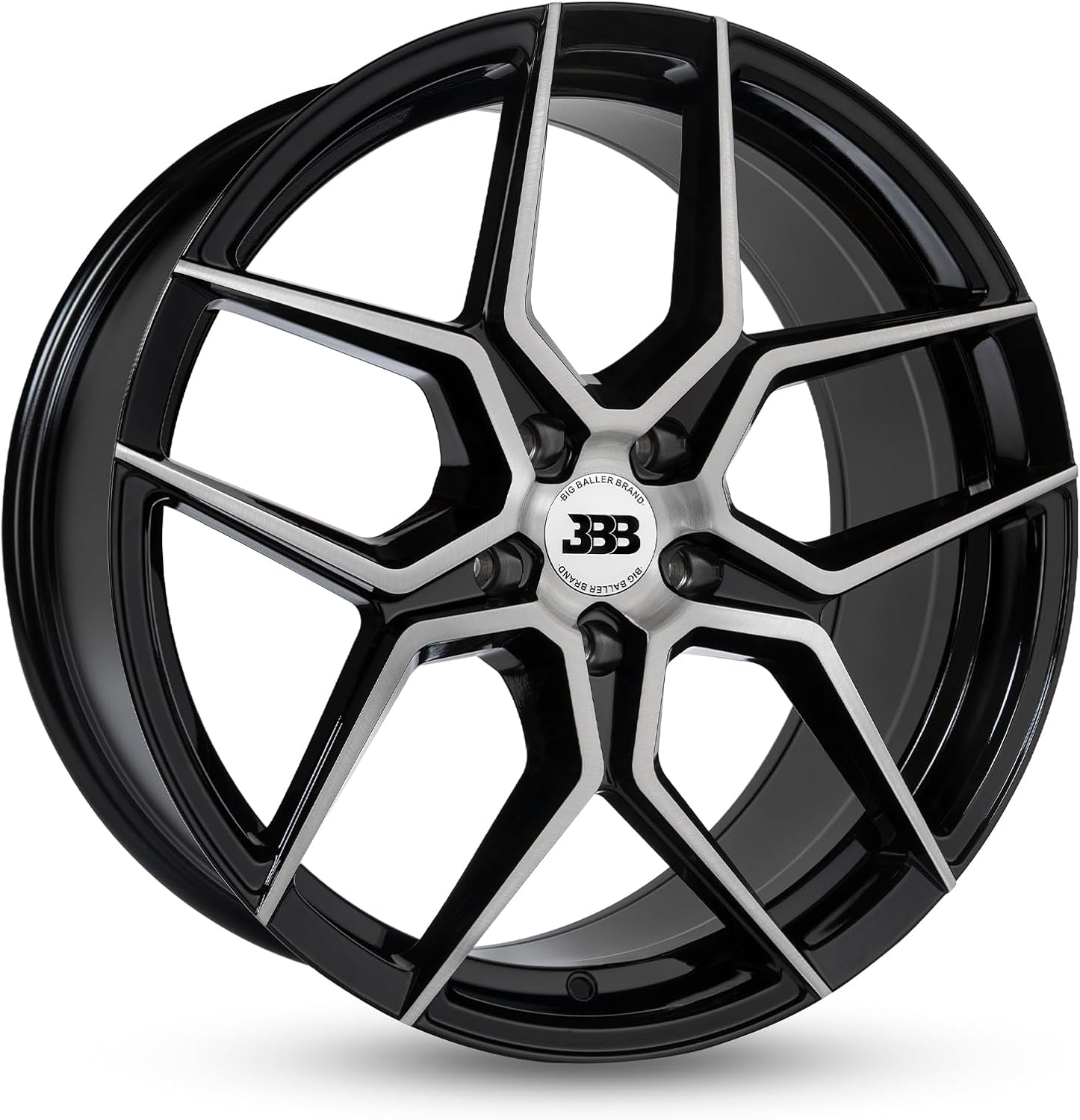 Big Baller Brand H141 Z05 Gloss Black with Brushed Face Passenger Car Automotive Aluminum Car Wheels Fits Lug Vehicles, Passenger Car Rims, Bolt pattern 5x120, offset.+35mm, Hub 72.6mm
