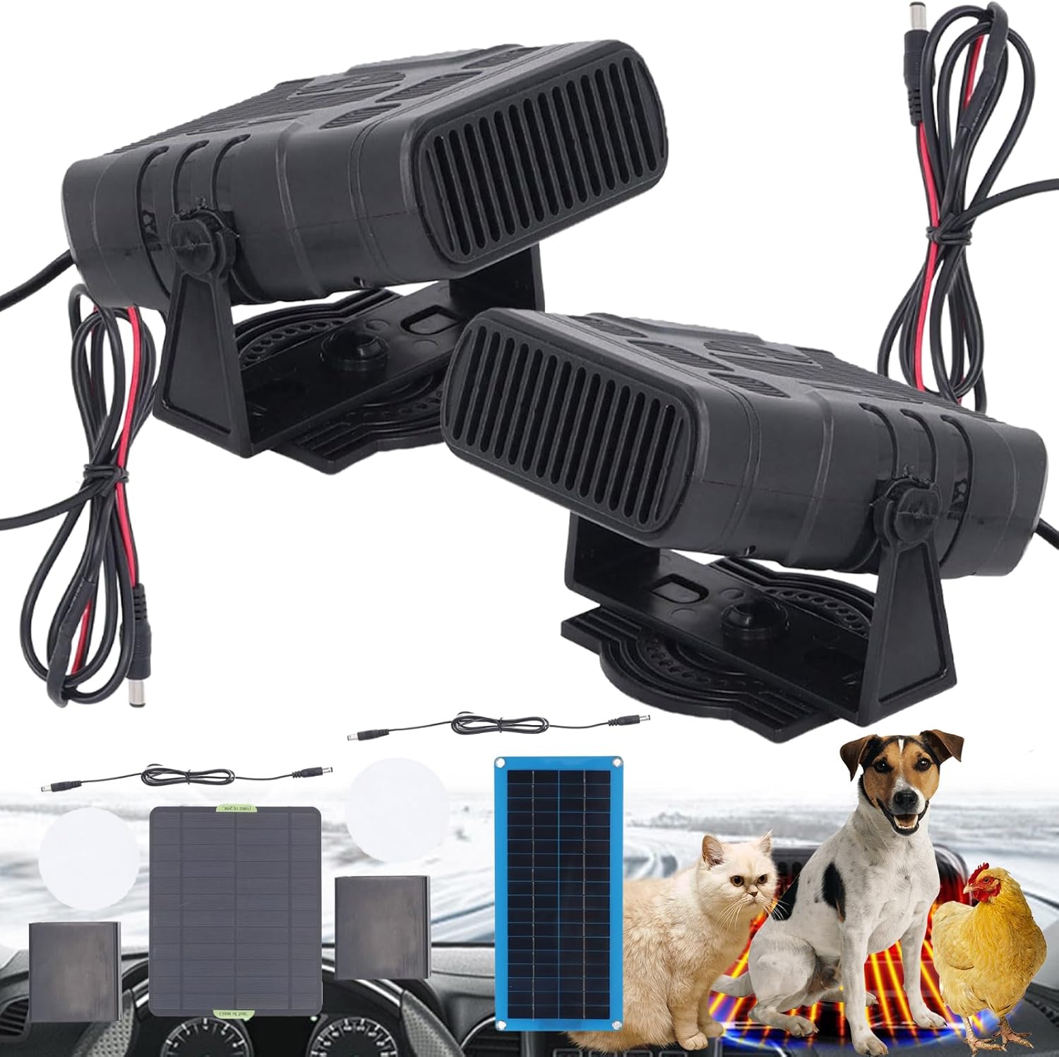 2026 New Compact Solar Panel Heater - Chicken Coop Heater - Portable Home Car Greenhouse Solar Powered Heaters - Greenhouse Heaters for Home, Car, Greenhouse, Dog House (20W+30W)