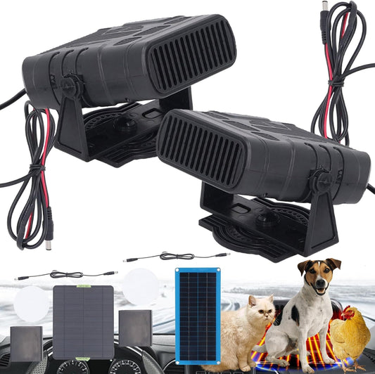 2026 New Compact Solar Panel Heater - Chicken Coop Heater - Portable Home Car Greenhouse Solar Powered Heaters - Greenhouse Heaters for Home, Car, Greenhouse, Dog House (20W+30W)
