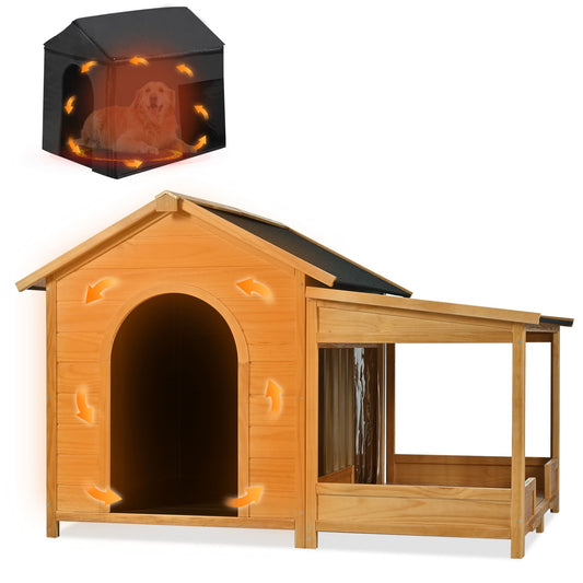 Vynxaria  40in H x 60in W x 44in D WinterPorch Dog House Natural 1 Pack Large Medium Dog Livestock Supplies Product type