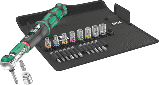 Wera 05075832001 Safe-Torque A 2 Set 1, Torque Wrench Set, 1/4" Hexagonal, 2-12 Nm, 23 Pieces, Black Green