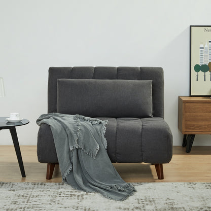 A&D Home Springfield Polyester Convertible Futon Chair, Light Gray
