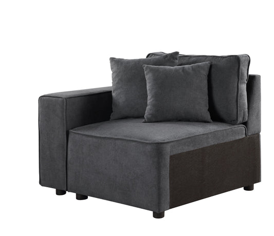 Acme Furniture Silvester Modular Left Facing Chair w/2 Pillows, Gray Fabric (56871)