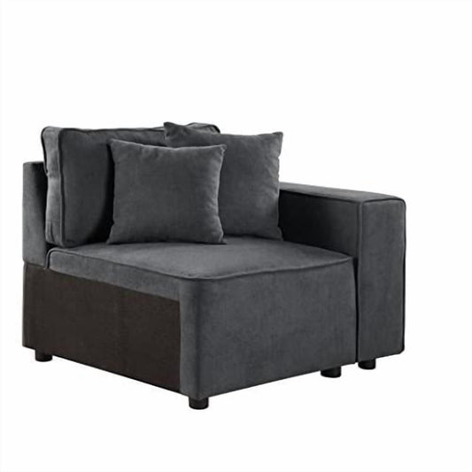 Acme Furniture Silvester Modular Right Facing Chair w/2 Pillows, Gray Fabric (56872)