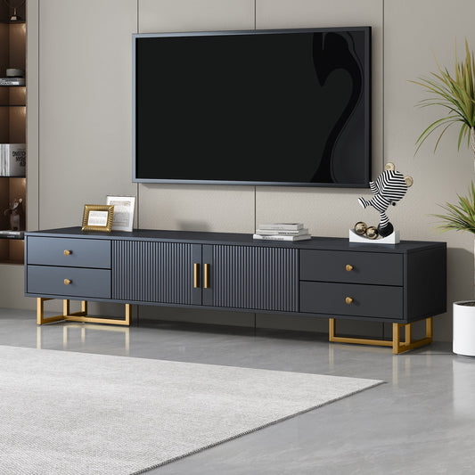 Aukfa 70 inch TV Stand for 65" 75" TV, Entertainment Center with Storage for Living Room, Black