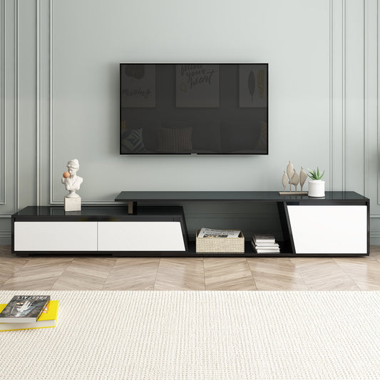 Aukfa Extendable TV Stand for TVs up to 100" with Storage Drawers & Cabinet for Living Room,Black
