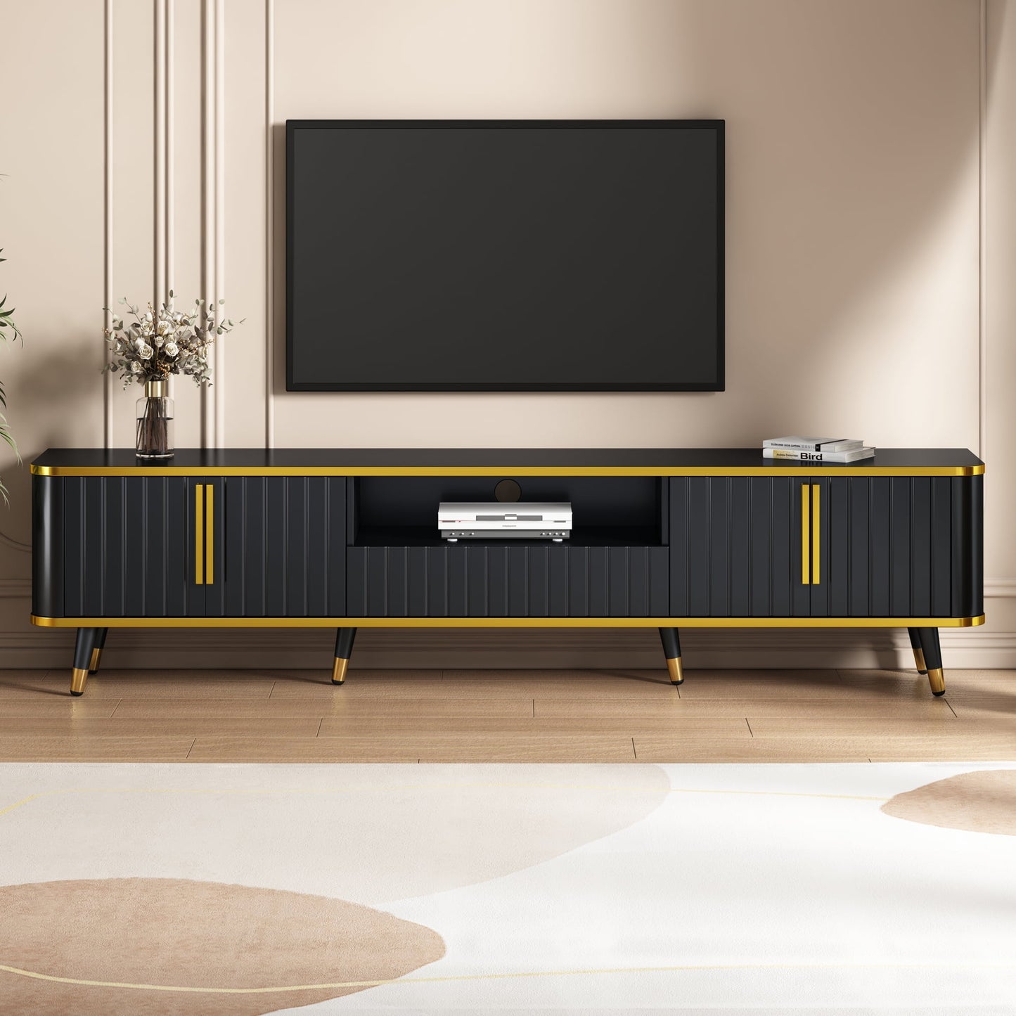 Aukfa Modern TV Stands for TVs Up to 85",Entertainment Centerfor Living Room, White
