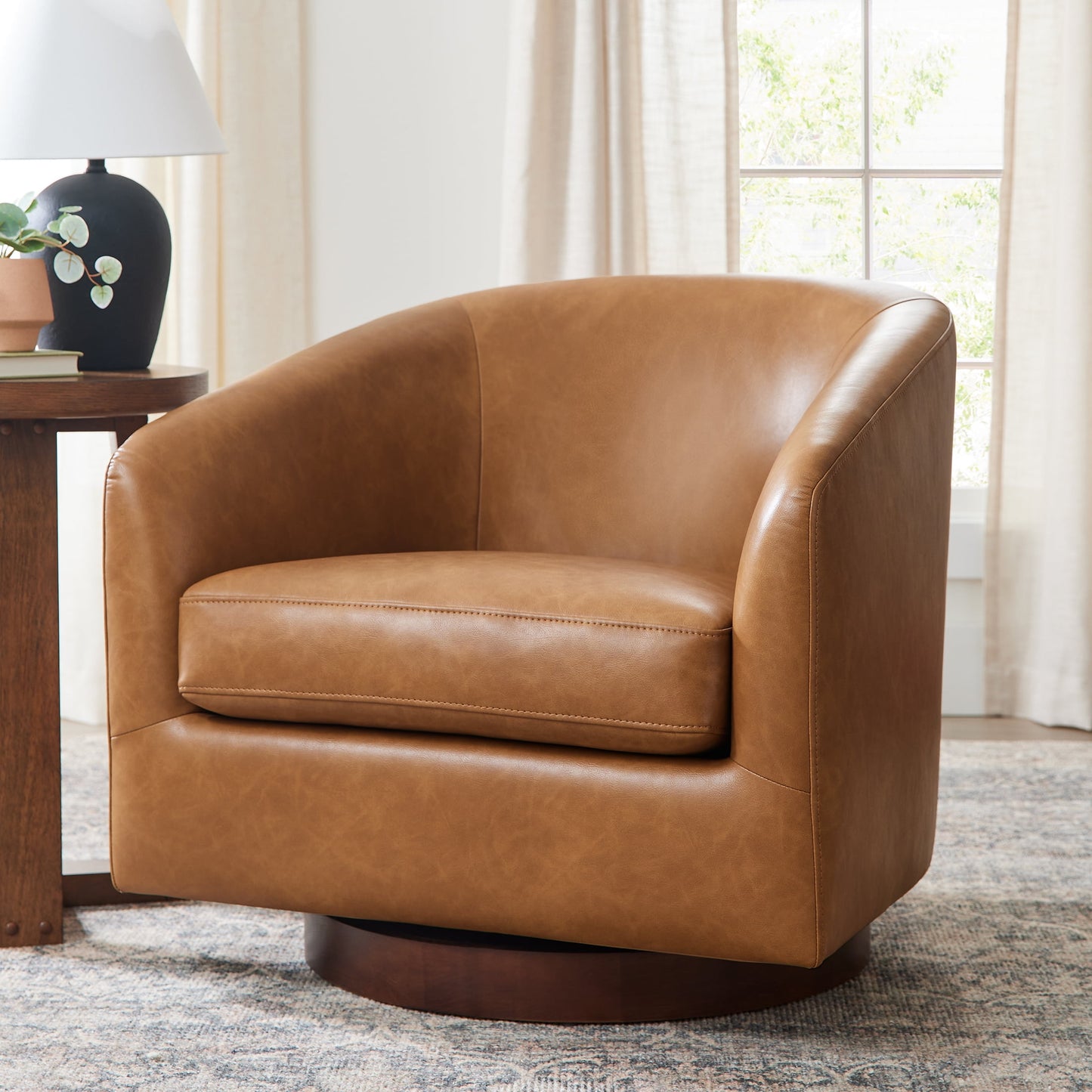 Better Homes & Gardens Bradford Wooden Base Modern Swivel Accent Chair, Gray