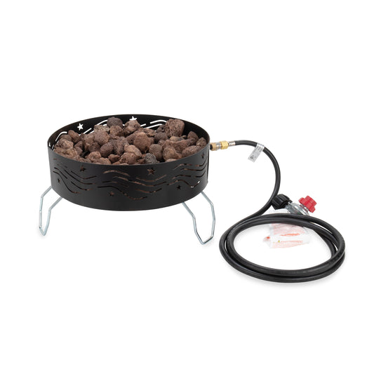 Camco Portable Propane Campfire with Storage Bag - 8-Foot Propane Hose, 14.5-Inch Fire Tray (58047)