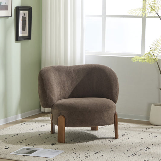 Christopher Knight Home Wingback Accent Chair, Upholstered Armchair with Solid Wood Legs, Dark Brown