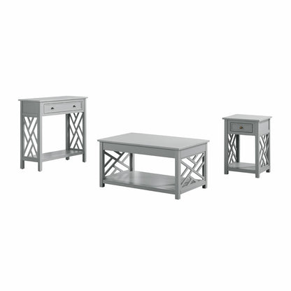 Alaterre Furniture Coventry 36 in. Wood Coffee Table, End Table, Sofa Table Set for Living Rooms, Modern Open Design Accent Furniture, White