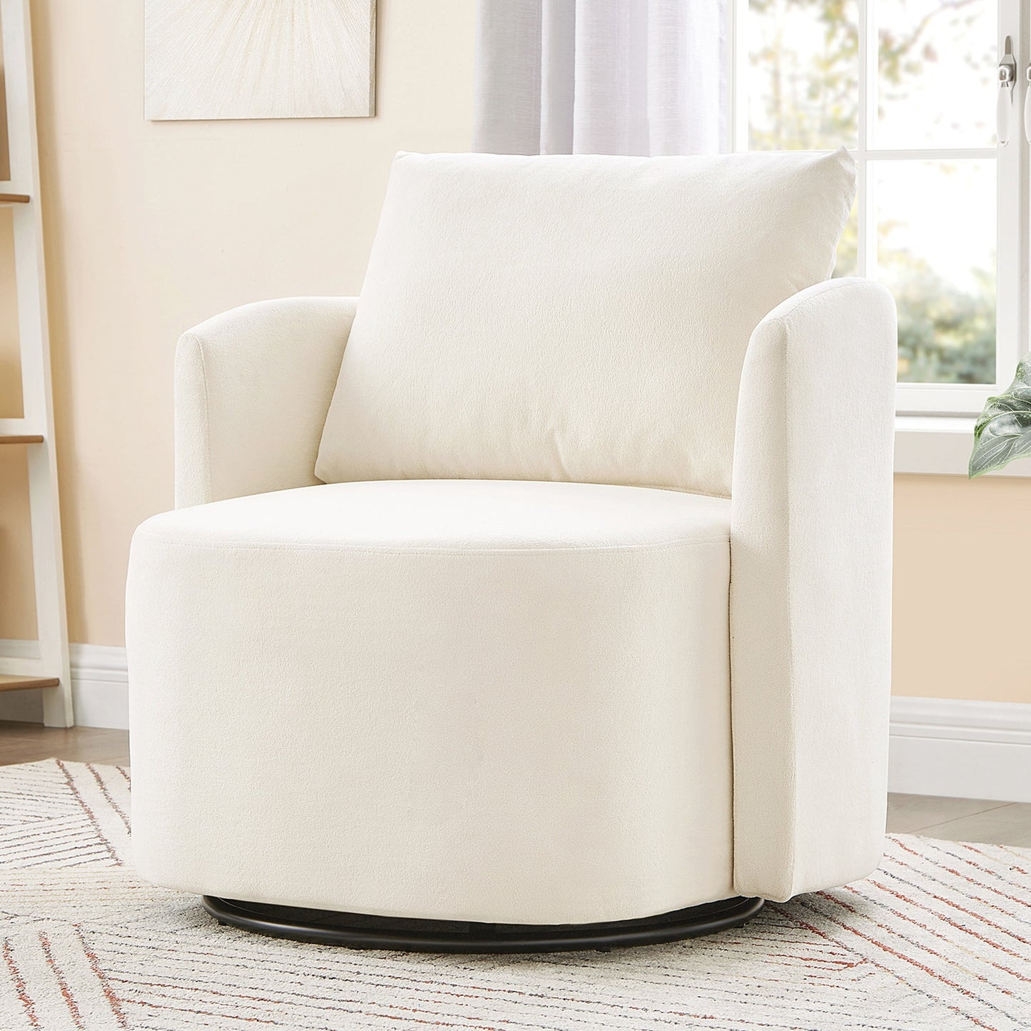 Lunale Swivel Barrel Chair, Chenille Accent Armchair for Living Room, Gray
