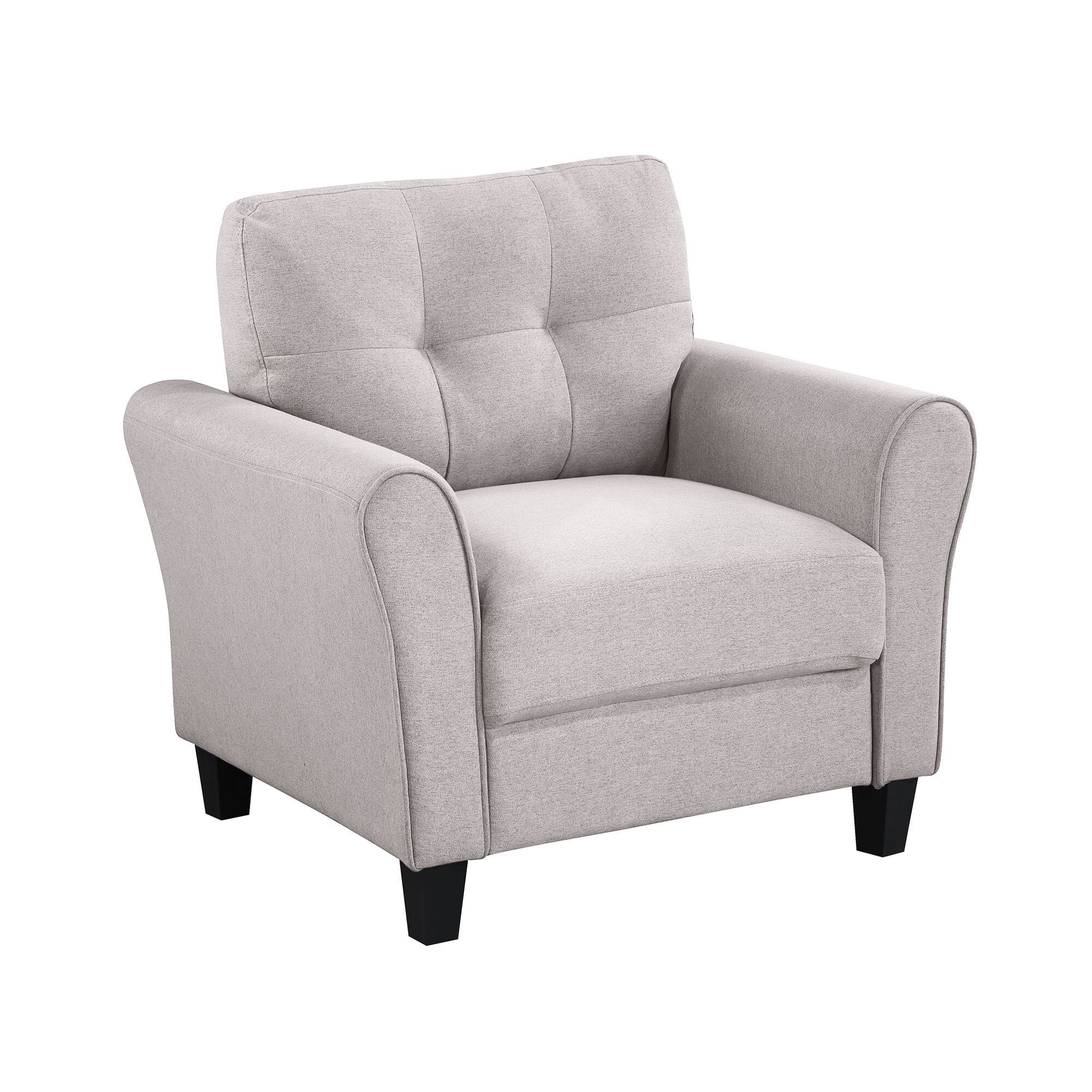 Euroco 35" Modern Couch Living Room Armchair Linen Upholstered Sofa, Light Gray