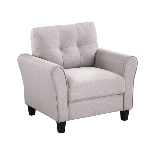 Euroco 35" Modern Couch Living Room Armchair Linen Upholstered Sofa, Light Gray