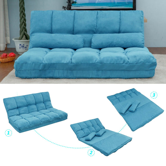 Euroco Double Chaise Lounge Sofa Floor Couch and Sofa with Two Pillows