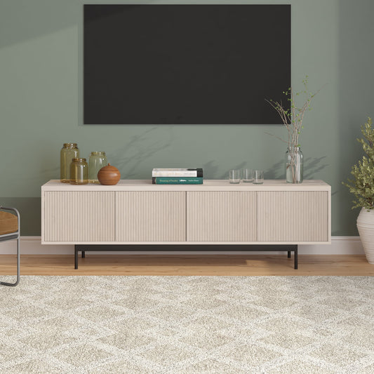 Evelyn&Zoe Whitman Rectangular TV Stand for TV's up to 75", Alder White