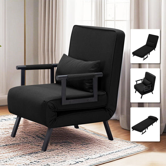 Gewnee - 26” Folding Arm Chair Lounge 4-in-1 Convertible Sofa Bed.