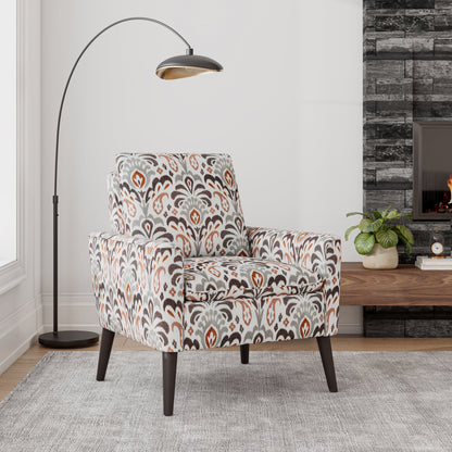 Homesvale Allyson Mid-Century Modern Small Space Armchair, Brown, Green and Blue Stripe Polyester