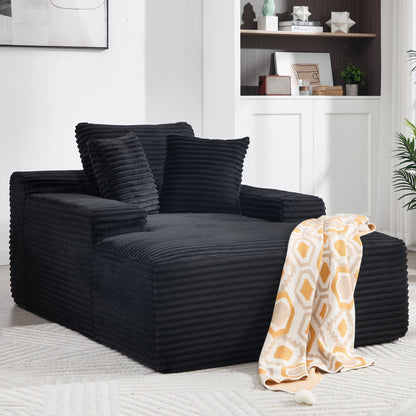 Leumius 67'' Oversized Chaise Lounge Chair Indoor,Modern Velvet Upholstered Sofa Bed,Deep Seat Sofa with Back Cushion and Pillows,Cozy Sleeper Couch for Living Room, No Assembly Required,Gray