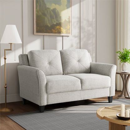 Lifestyle Solutions Taryn Loveseat with Rolled Arms, Brown Fabric