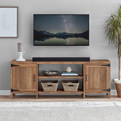 Mainstays Farmhouse TV Stand for TVs up to 70", Rustic Weathered Oak