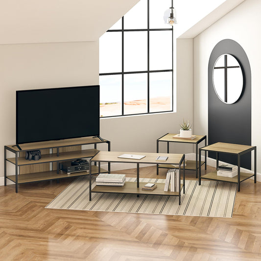 Mainstays Living Room in a Box, 4-Piece Set with Reversible Tops, Natural and Black