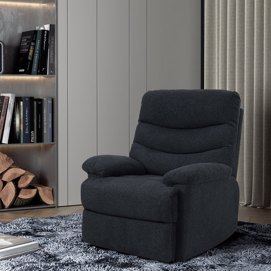 Nathaniel Home Upholstered Fabric Recliner Chair, Single Manual Reclining Sofa, with Soft Thick Cushion, Home Theater Seating, for Bedroom Elderly Lounge, Blue Grey