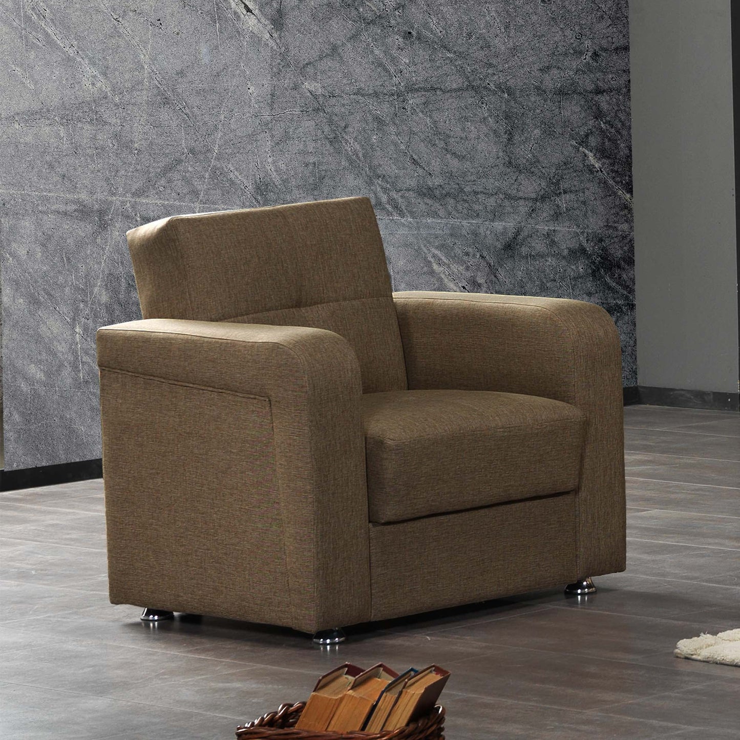 Ottomanson Symphony Upholstered Storage Ottoman, Gray