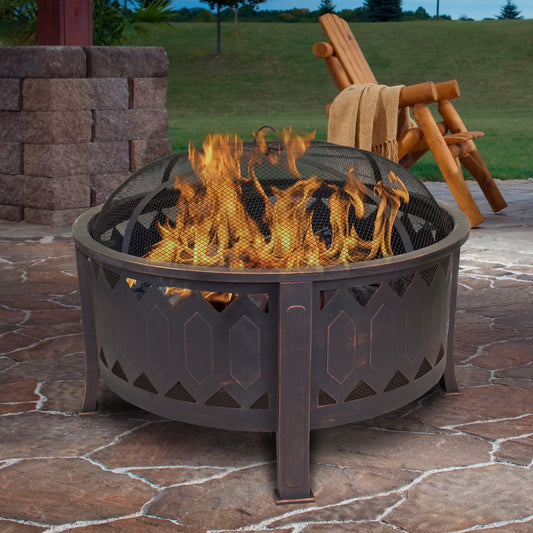 Outdoor Leisure Products 29.75" Transitional Metal Fire Pit in Oil Rubbed Bronze