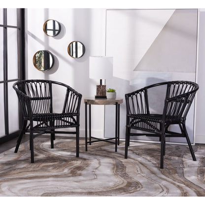 SAFAVIEH Adriana Solid Rattan Bucket Chair, Grey Wash, Set of 2