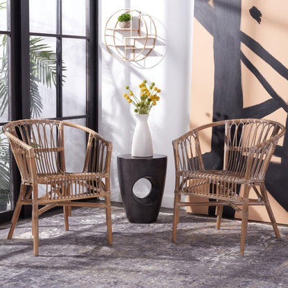 SAFAVIEH Adriana Solid Rattan Bucket Chair, Grey Wash, Set of 2