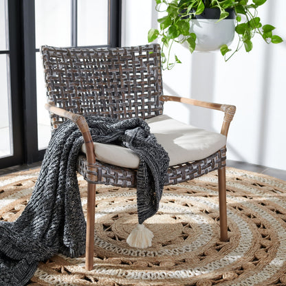 SAFAVIEH Collette Rattan Accent Chair w/Cushion, Grey White Wash